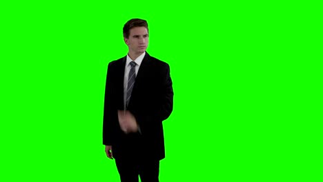 businessman using futuristic digital screen