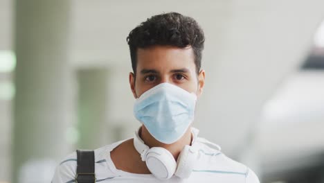 Front-view-of-Caucasian-man-wearing-a-coronavirus-Covid19-mask