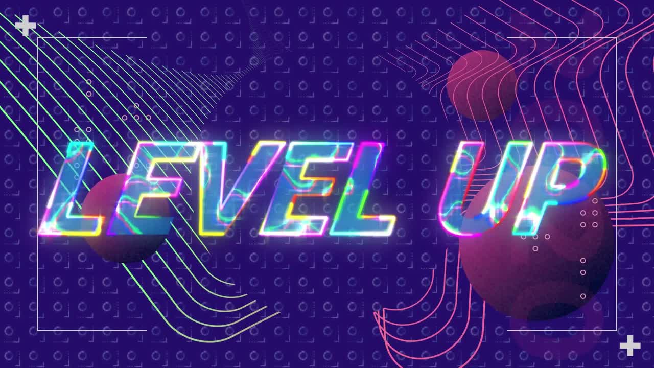 모양 위에 레벨 업 텍스트의 애니메이션