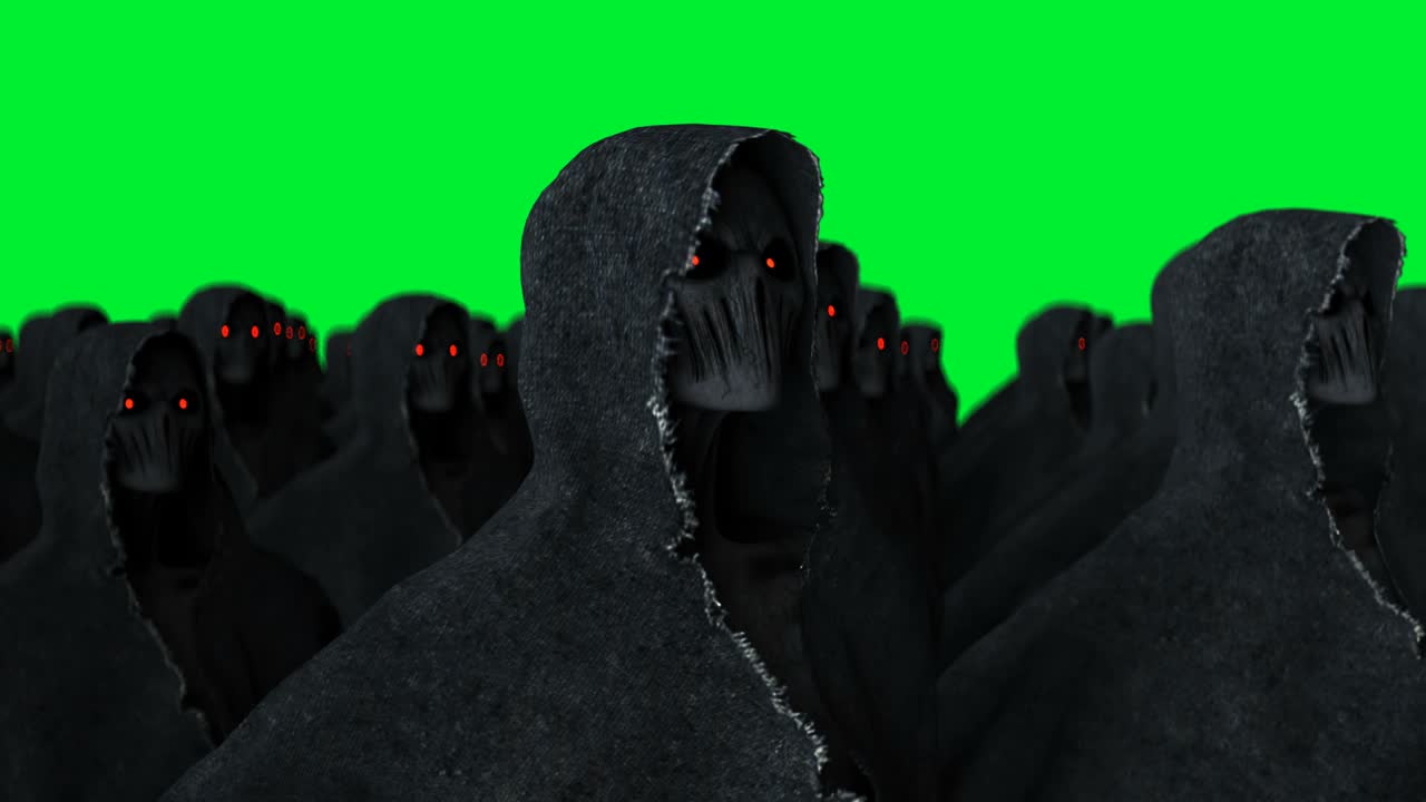 Mystery fear ghost animation . dynamic hoodie. Isolate. Realistic 4k green screen animation.