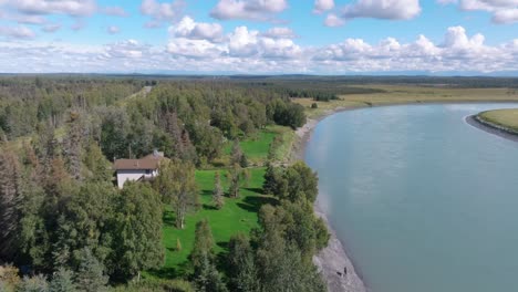 aerial footage of the kenai river in soldotna, alaska