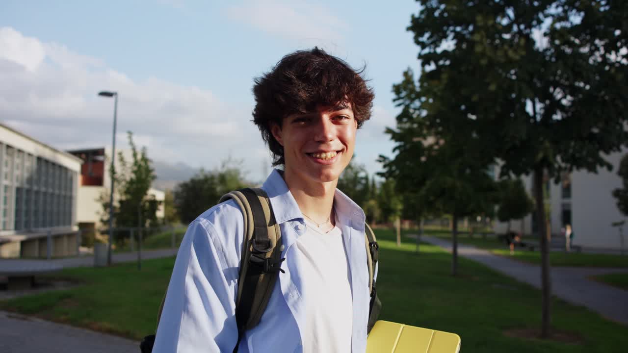 Teenage student on college campus