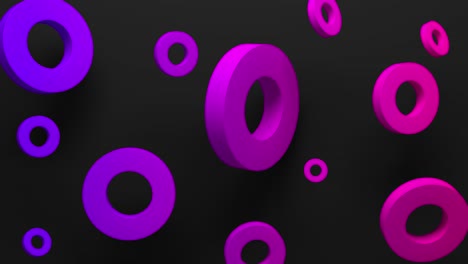 composición moderna abstracta con colorido gradiente rosado, vívido, tubos púrpuras cilindros sobre fondo negro. animación 3d de bucle sin costuras. 4k uhd