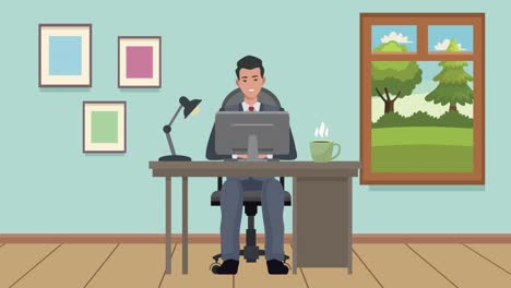businessman working in desktop office scene