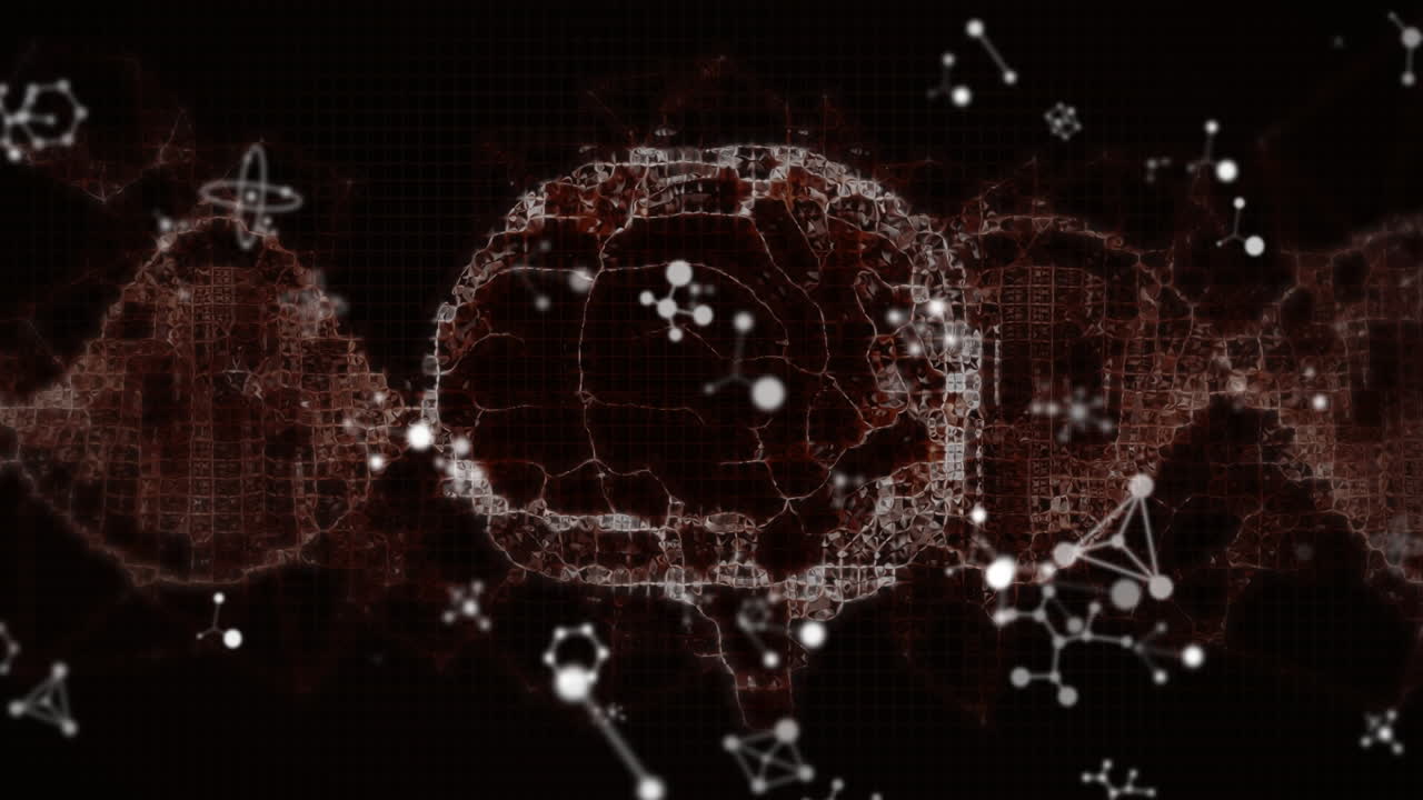 Animation of human brain and data processing over molecules