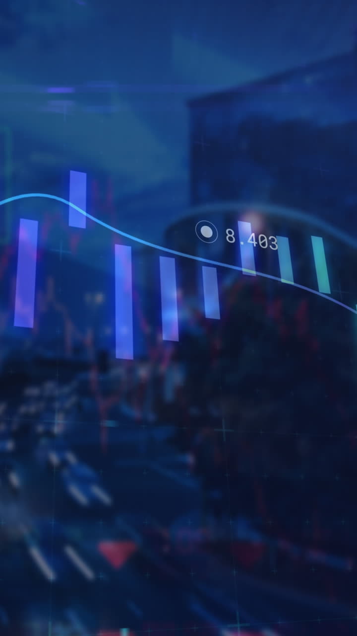Animation of data processing over cityscape | Premium Stock Video Footage