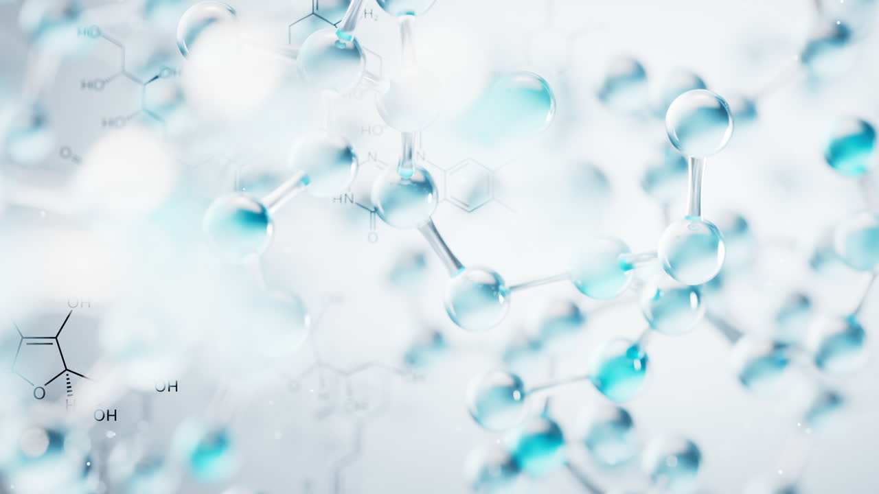 투명한 분자 배경, 3d 렌더링