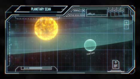 representación gráfica de una órbita planetaria en una pantalla de computadora de estilo hud