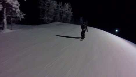 night snowboarding at a ski resort