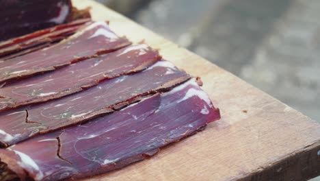 sliced pastirma - turkish dried meat