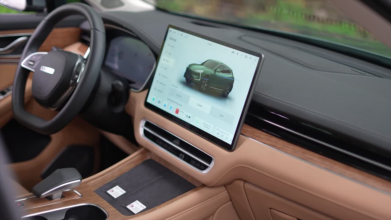 interior of luxury electric car, High-end electric car brand Seres, touch screen