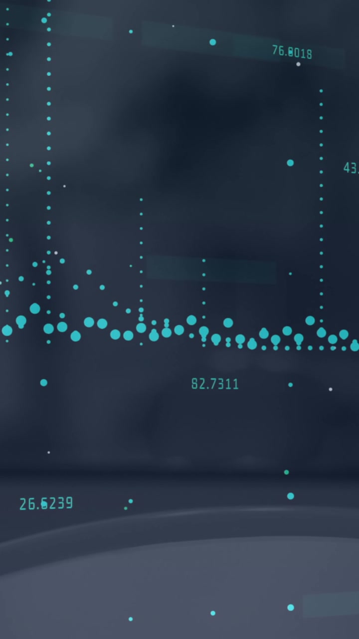 Animation of data processing over blurred background