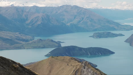 Weitwinkelaufnahme,-Malerischer-Touristenhubschrauber,-Lake-Wanaka,-Neuseeland