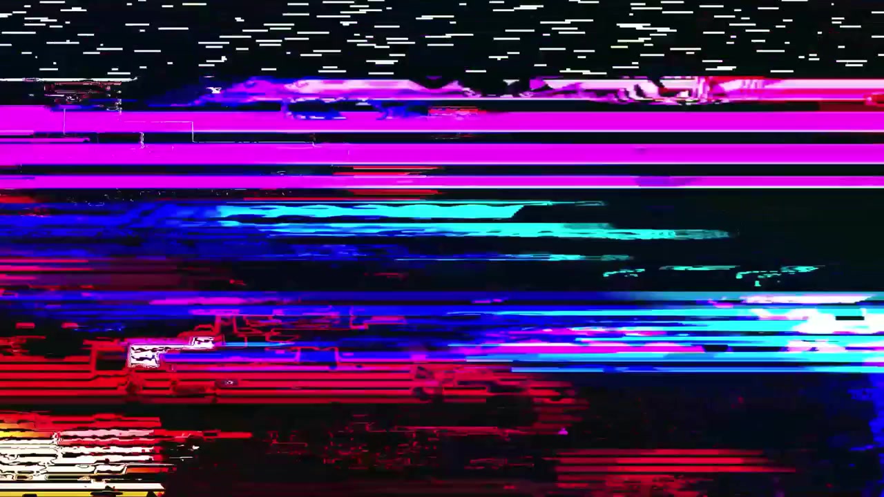 Digital Glitch Effect with Colorful Static and Signal Interference