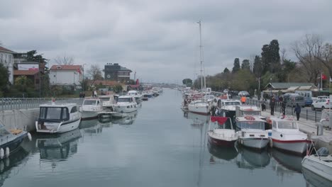 canal with docked boats