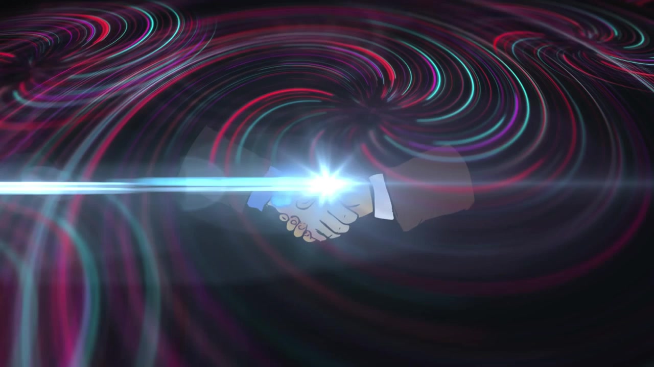Animation eines leuchtenden Lichts über einem abstrakten Muster.