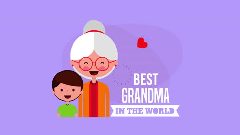 happy grandparents day card with grandmother and grandson