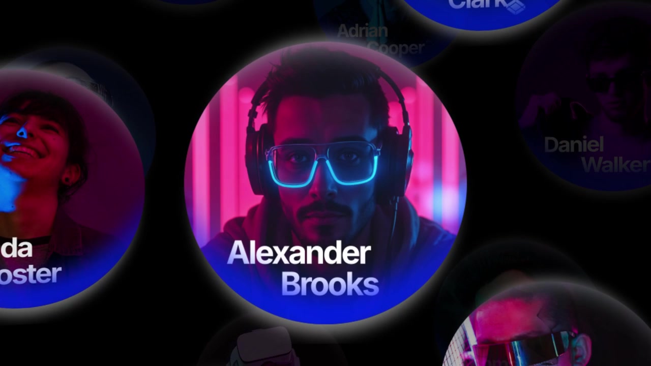 Dynamic Digital Interface Featuring Diverse Portraits and Names