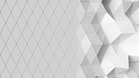 hermosa superficie de poli blanca baja que se transforma en animación 3d abstracta. bucle sin costuras 3d que muestra el fondo en 4k