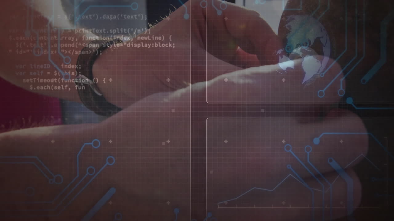senior technician's hand fitting hearing?aid on client in health lab, overlaying grid, line graph