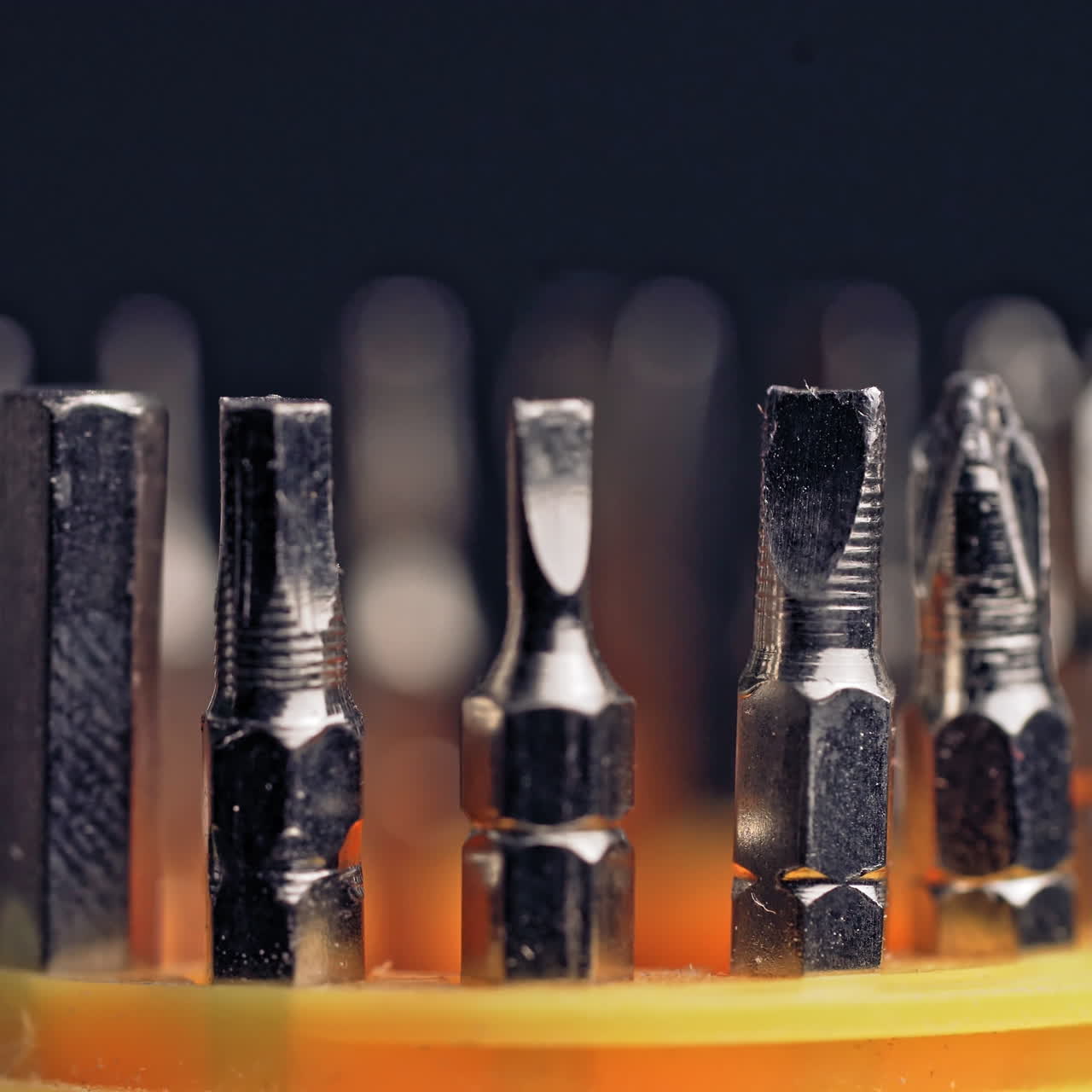 Set of removable bits for the screwdrivers. All the screwdriver tips together
