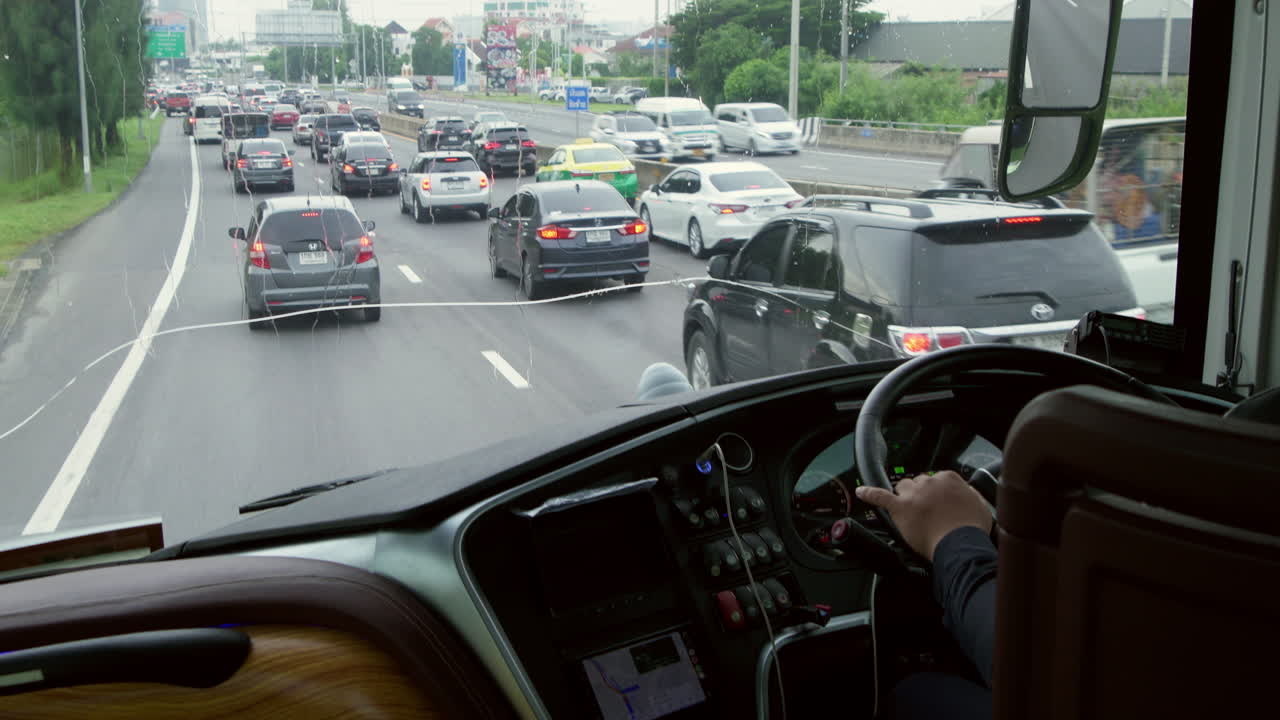 Traffic Jam on a Rainy Day in Thailand