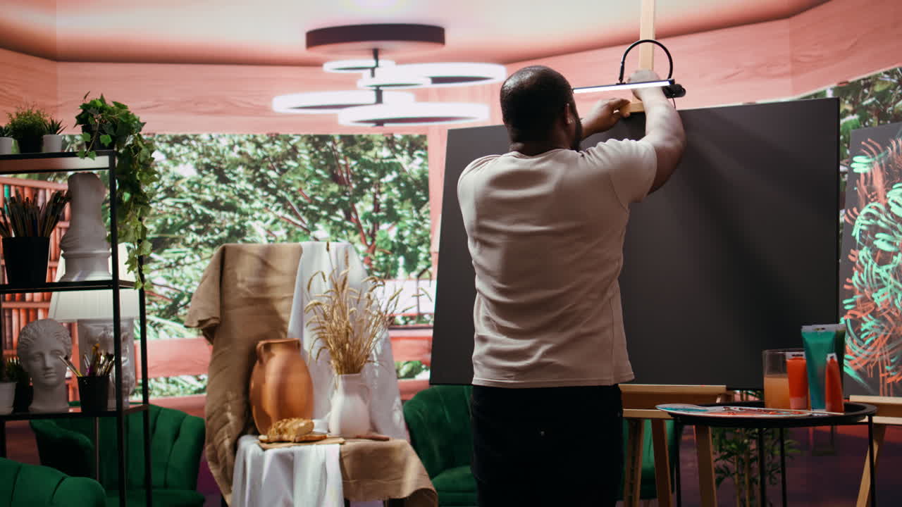 Artist working in a studio