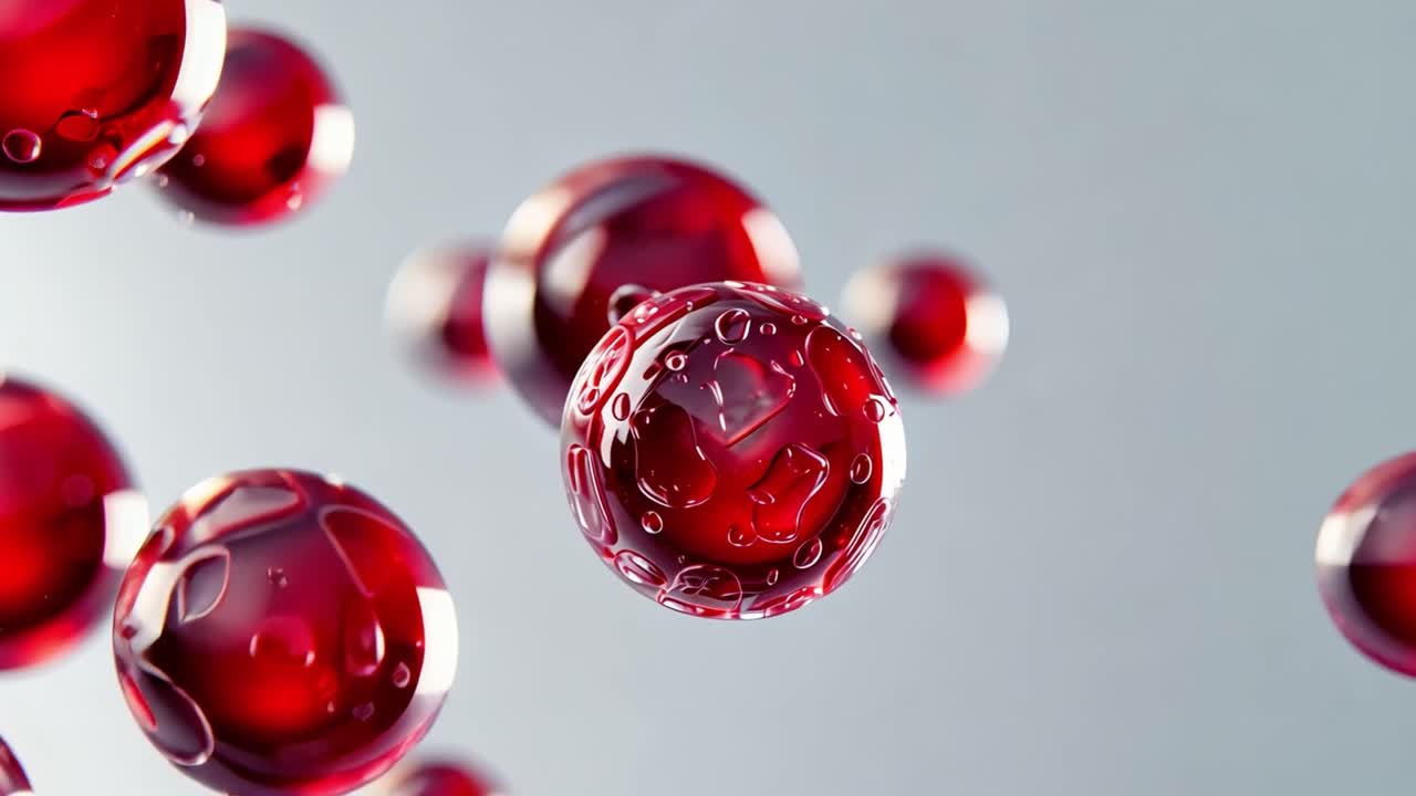 Abstract Red Spheres with Droplets