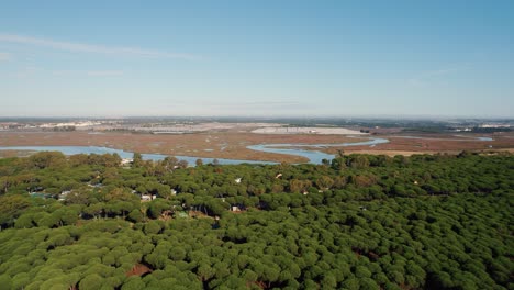 explore the unique wetlands of huelva, spain: an aerial pull-out shot