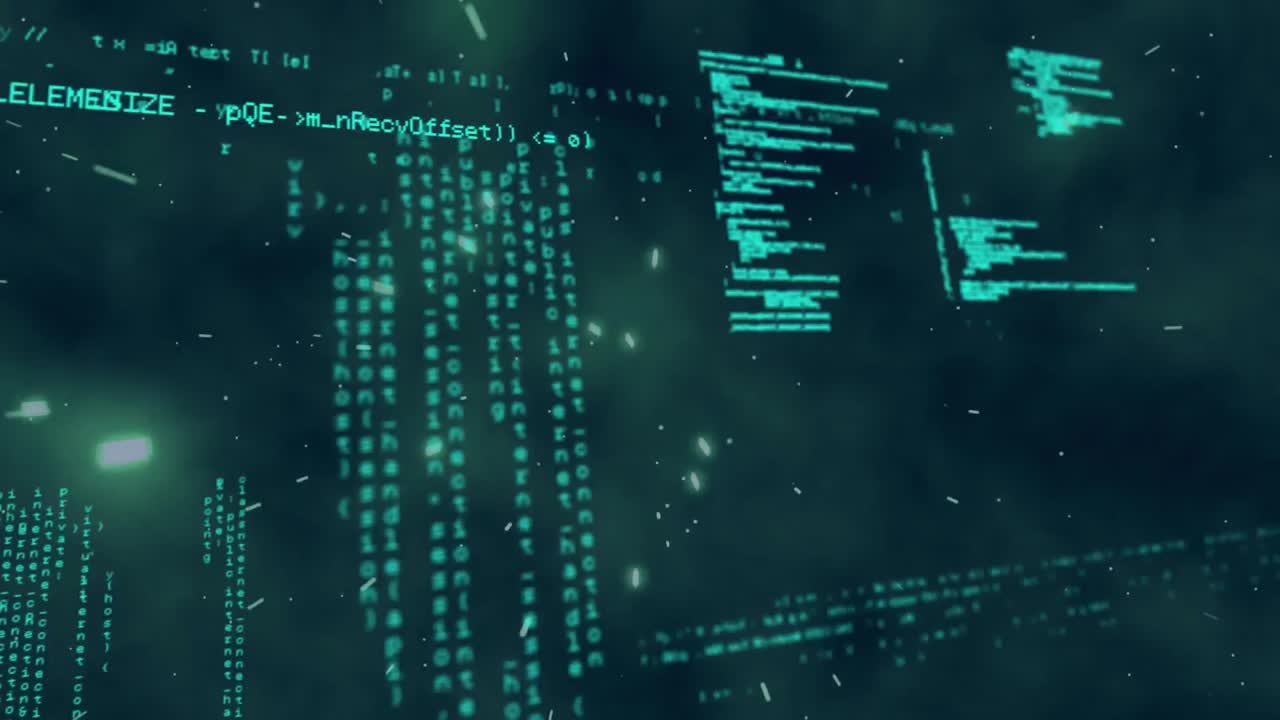 Animation of data processing over glowing spots in background