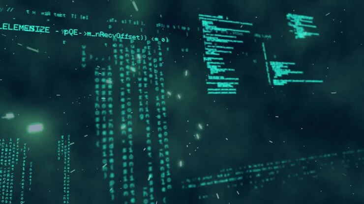 Animation of data processing over glowing spots in background