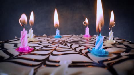 blowing out candles on a birthday cake