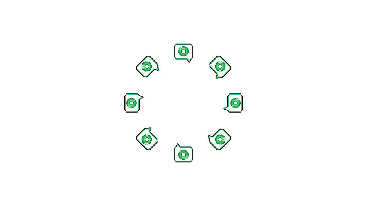 Pixel Art Speech bubble Circle mark Spinning Circle Animated Overlay Transparent 30fps (4)