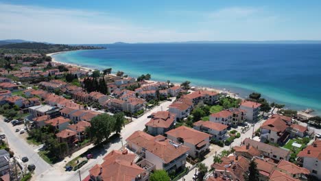 drone footage of nikiti’s coastal landscape, showcasing the charm of halkidiki’s summer paradise