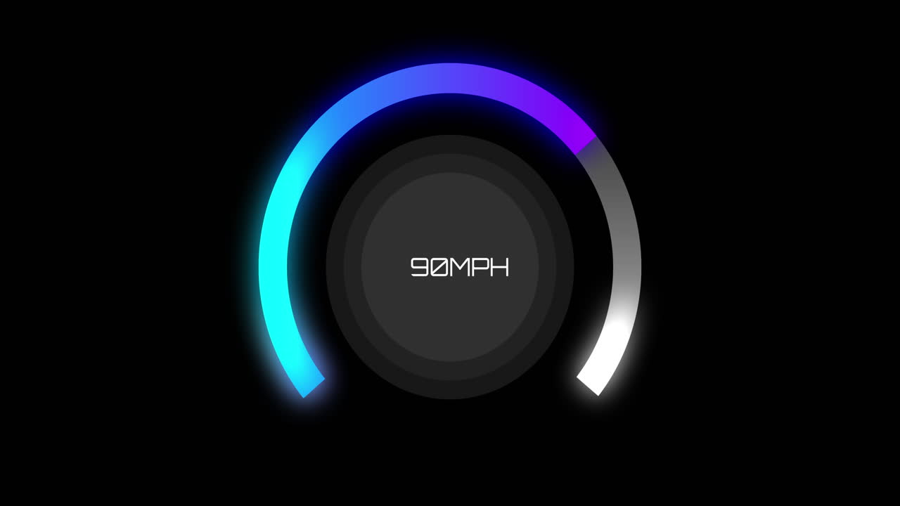 Animation of car speedometer on black background