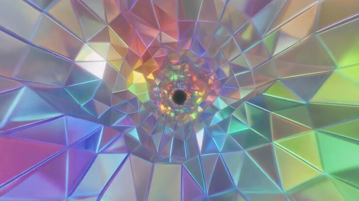 Abstract Iridescent Geometric Tunnel Animation