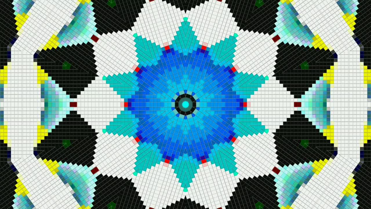 万華鏡のような幾何学模様のカラフルな変換モーション グラフィック