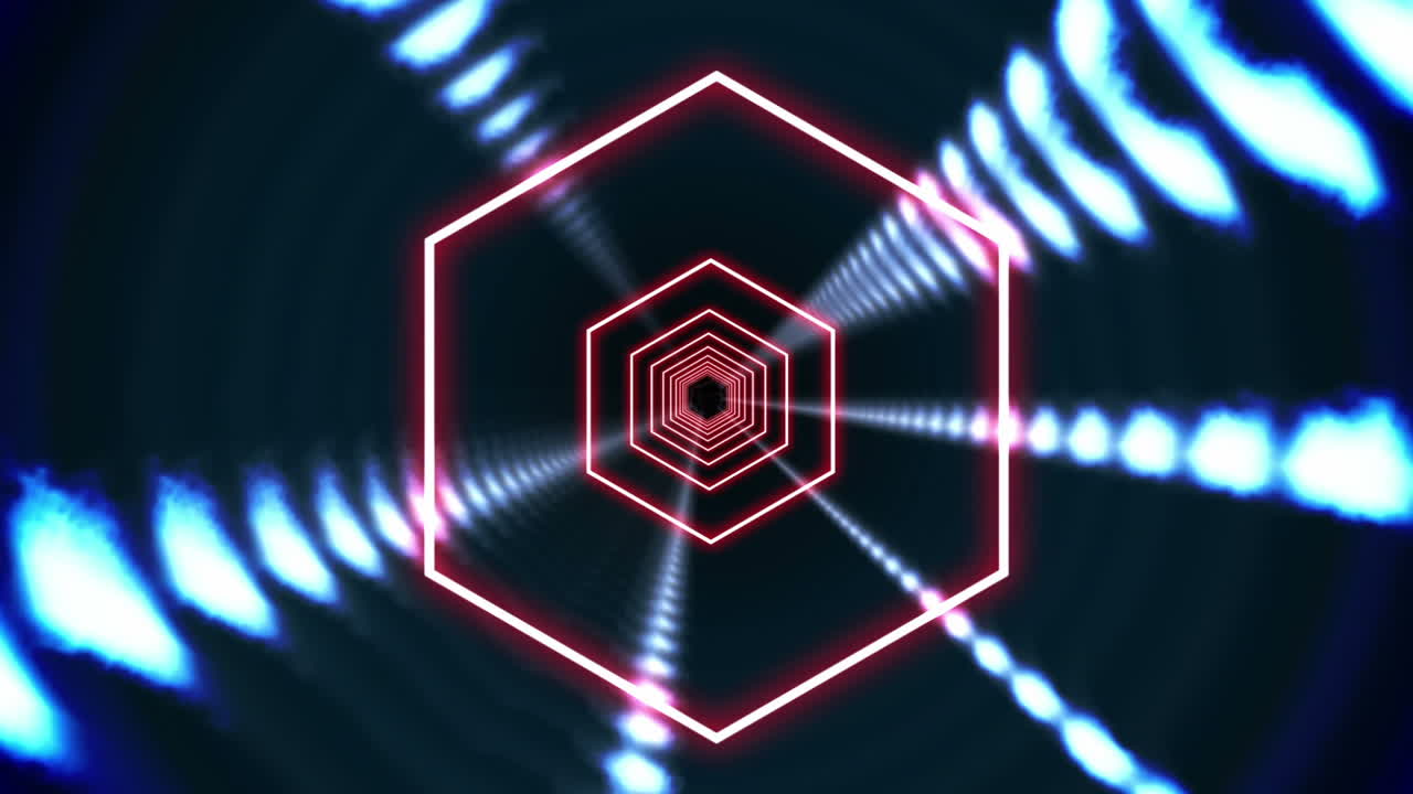 검은색에 육각형 파란색 소용돌이 디자인