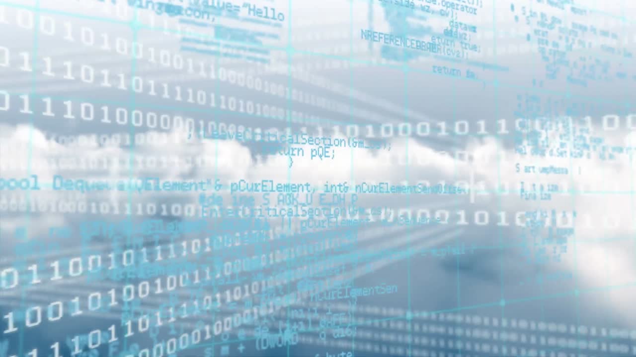 animación del procesamiento de datos a través de la computación de codificación binaria