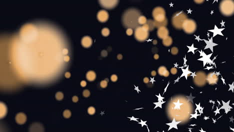 Goldene-Bokeh-Lichter-Und-Silberne-Sternenanimation-Auf-Dunklem-Hintergrund