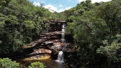 drone video calisto waterfall, vale do pati, chapada diamantina, bahia, brazil