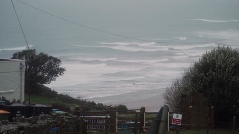 Playa-Ondulada-De-Invierno-En-Gales,-Rhossili