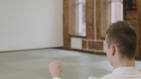 closeup of young athlete in a dojo