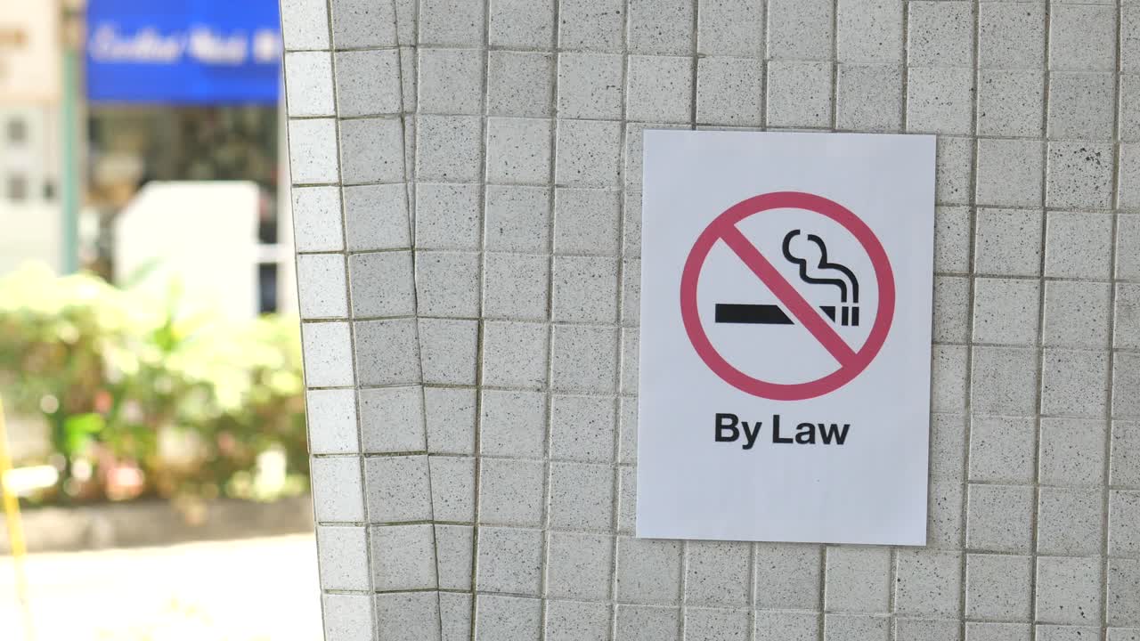 공원 나무에 연기가 있는 표지판이 없습니다.