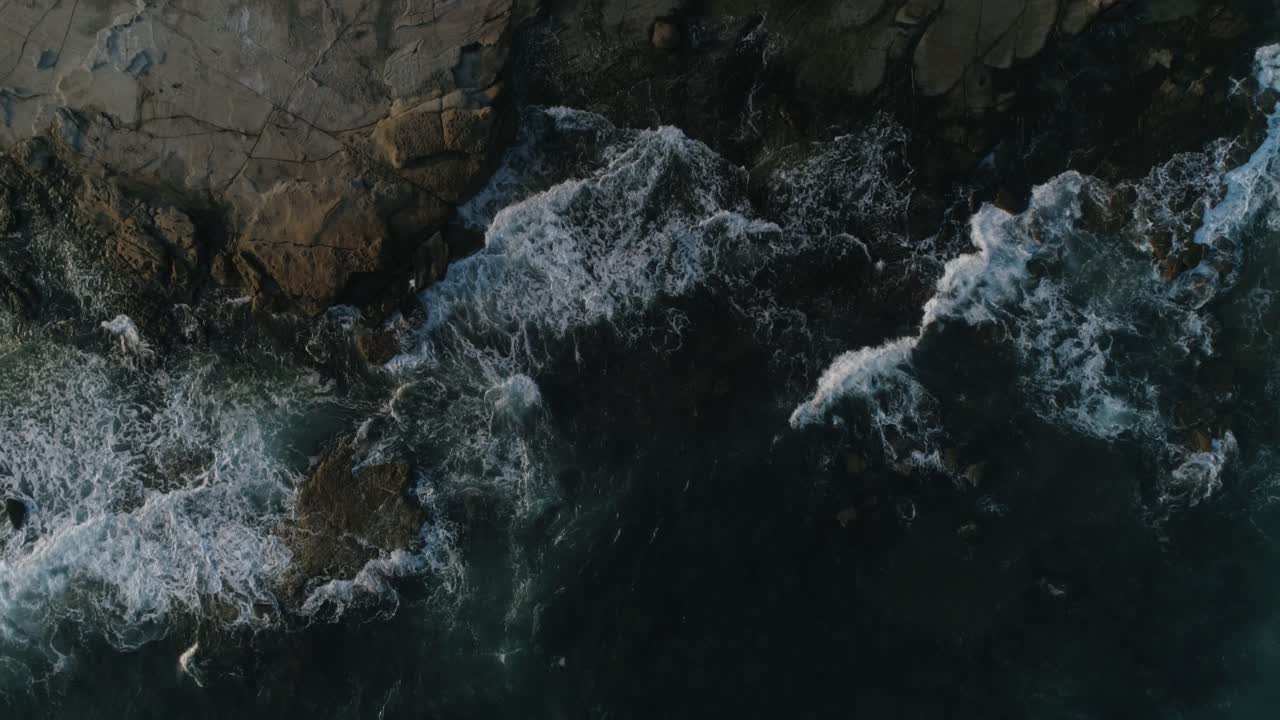 Aerial drone shot of waves