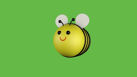 3d cartoon bee on a green screen, bee flying, 3d animation. chroma key