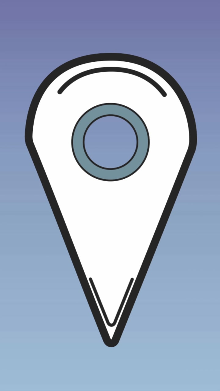 Animation of location pin icon against copy space on blue gradient background