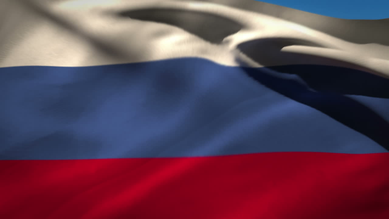 Bandeiras nacionais da Rússia e dos EUA ao vento