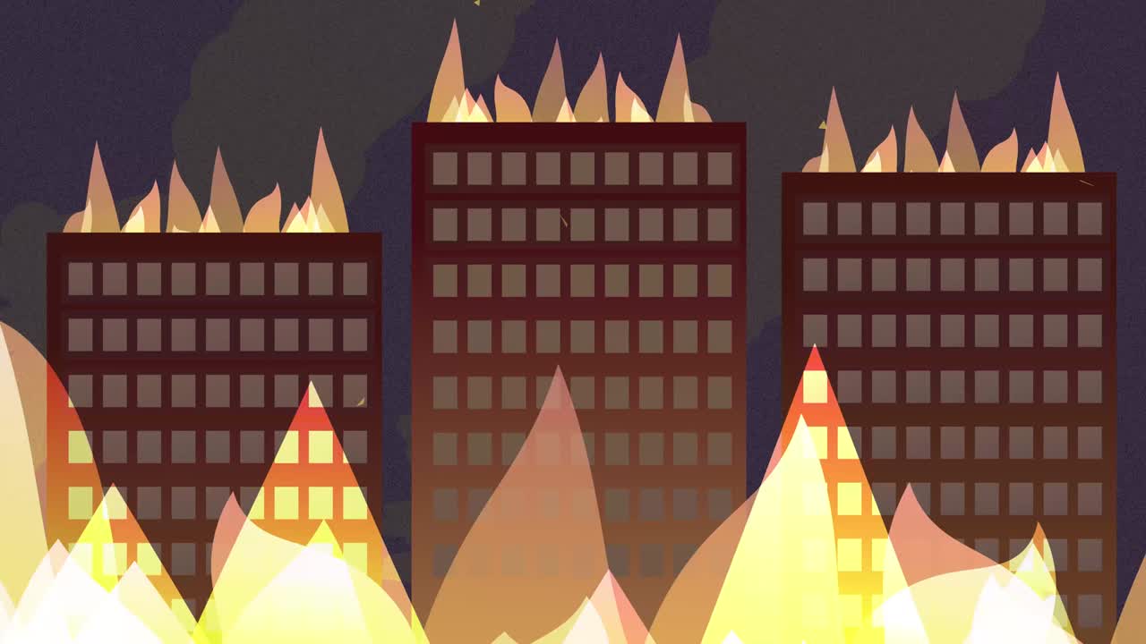 Burning buildings animation