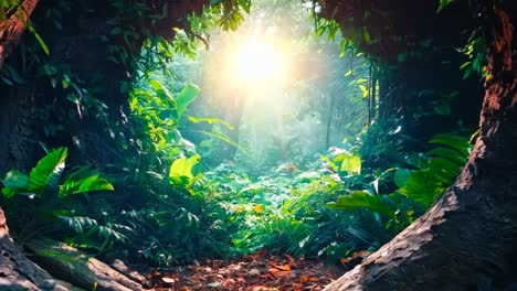 a tunnel in the middle of a lush green forest